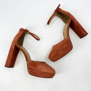 Banana Republic Pink Coral Suede Platform Heels